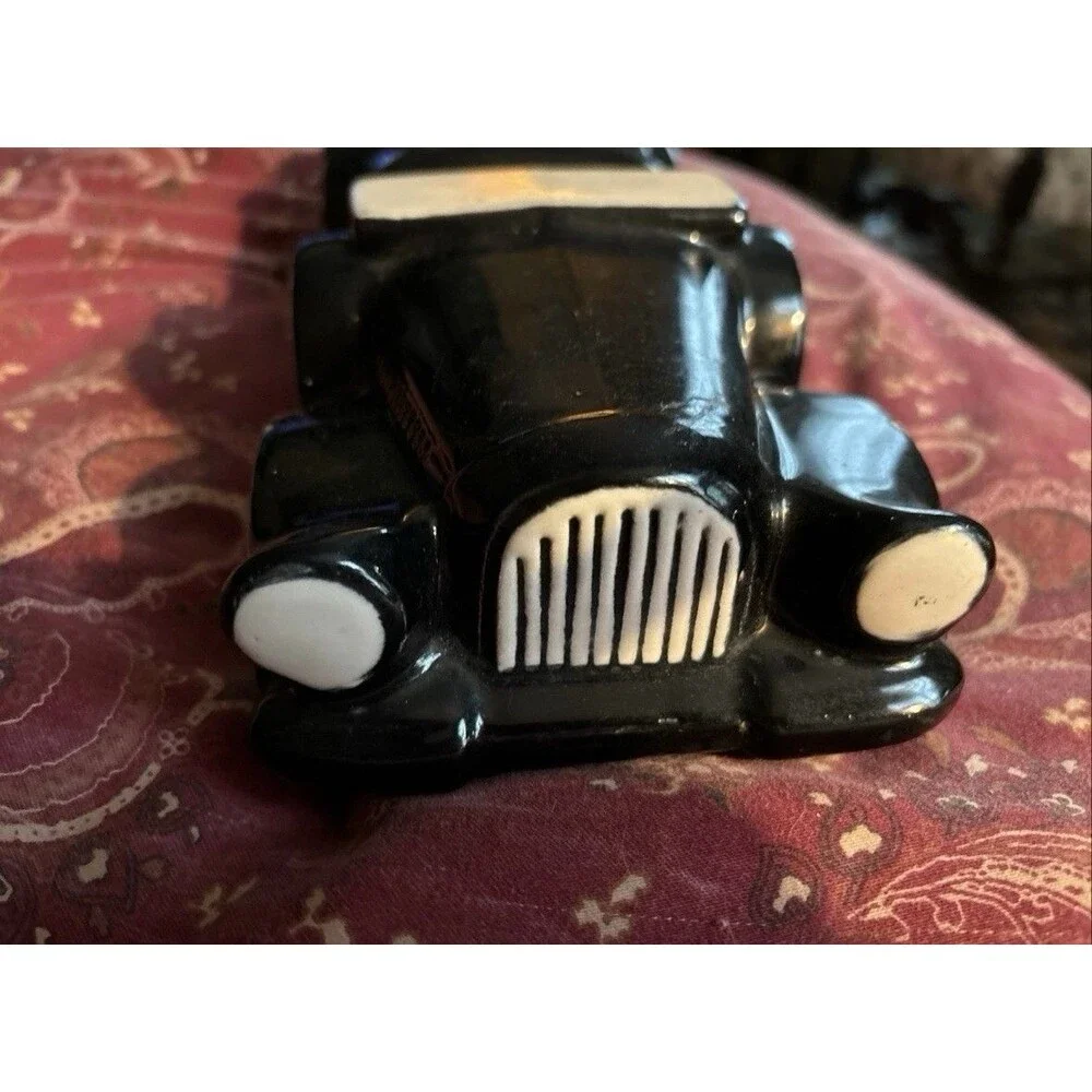 Vintage 1950s McCoy Pottery Black Antique Car Planter USA Incomplete